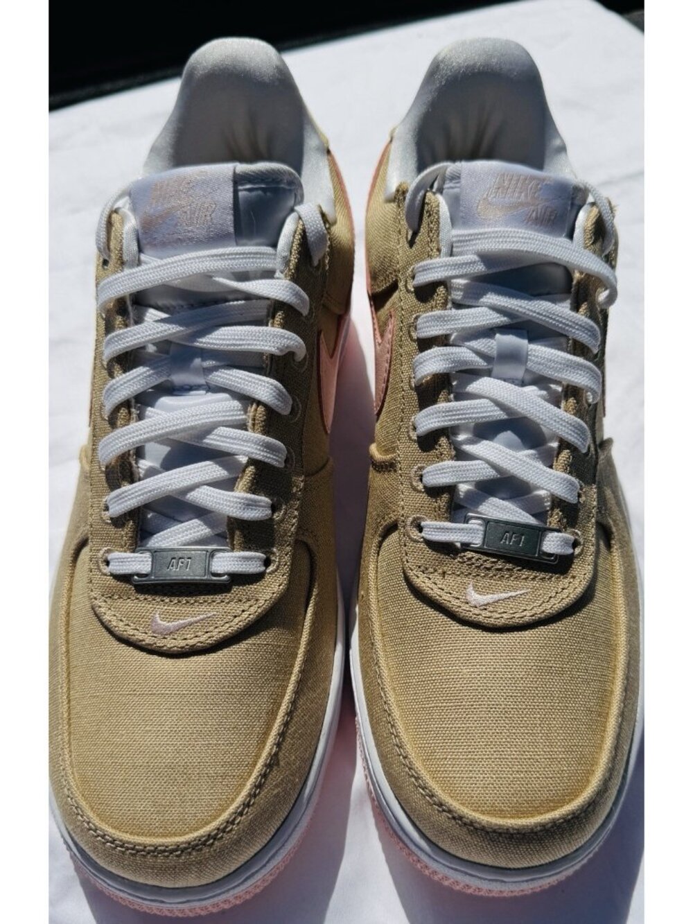 Nike Air Force 1 Men Casual Shoes Retro LL QS AF1 Linen Canvas Pink Size 9 - Picture 10 of 15